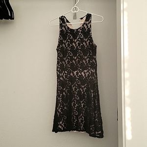 Black & Nude Embroidered Illusion fit & flare Dress